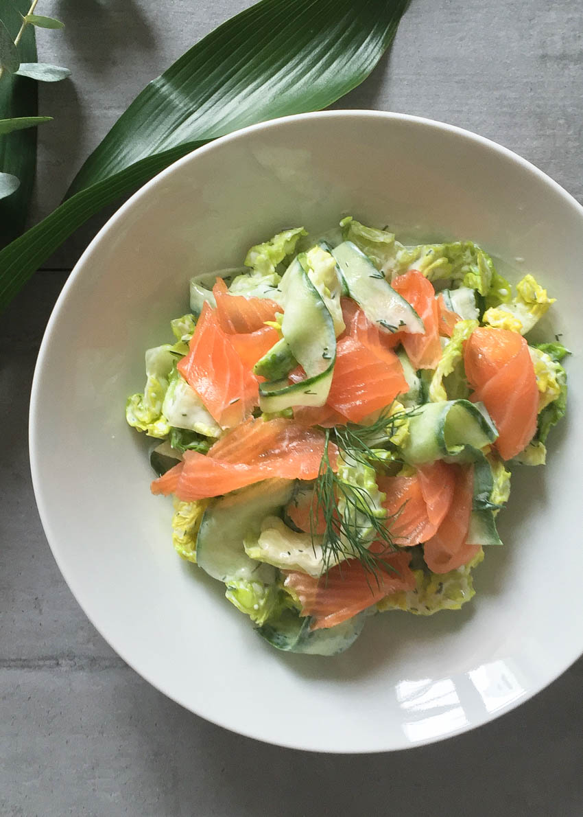 Smoked Salmon & Cucumber Salad With Dill Yogurt Dressing ...